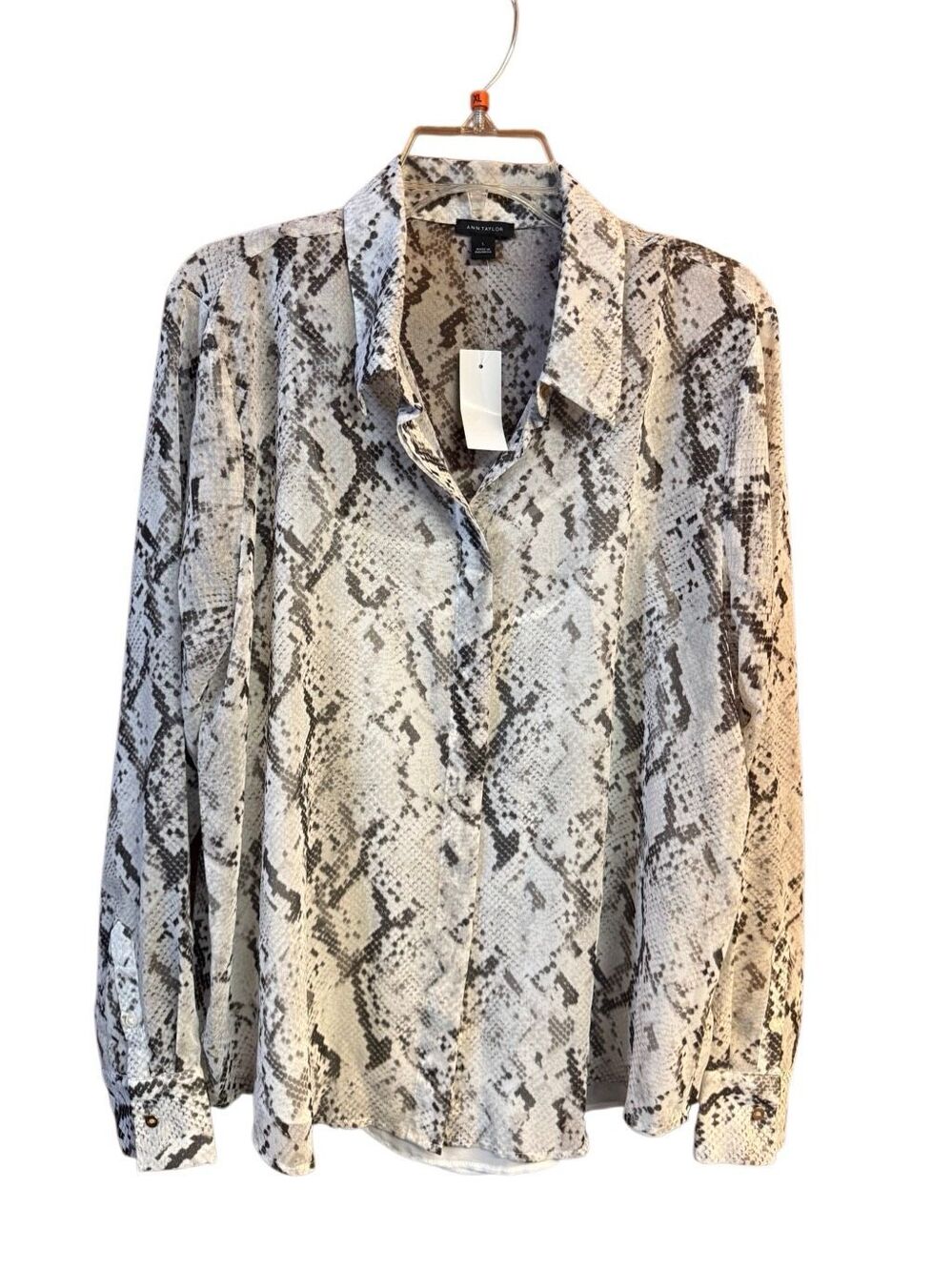 Ann Taylor 2-pc Snake Skin Print blouse Sz L Cream/Beige/brown NWT